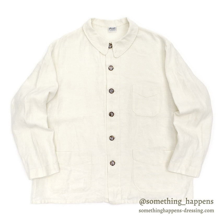 1990's CP SHADES LINEN WORK JACKET / WHITE  M – SomethingHappens