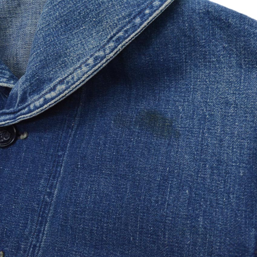 1940s US Navy Shawl Collar Denim Jacket with Stencil...