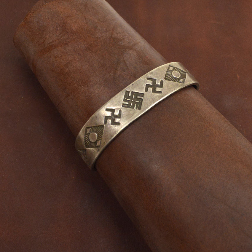 Early'' 1900's Navajo Swastika Ingot Silver Bangle...