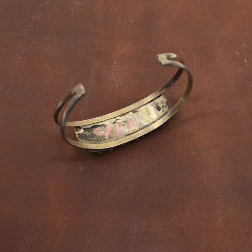 OLD ZUNI Needle Point Turquoise & shell Silver Bangle ...