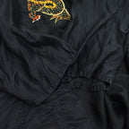 ~70's China Gown embroidery silk black...