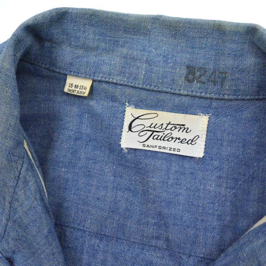 60's US Navy 'Custom Tailored' Chambray Shirt...