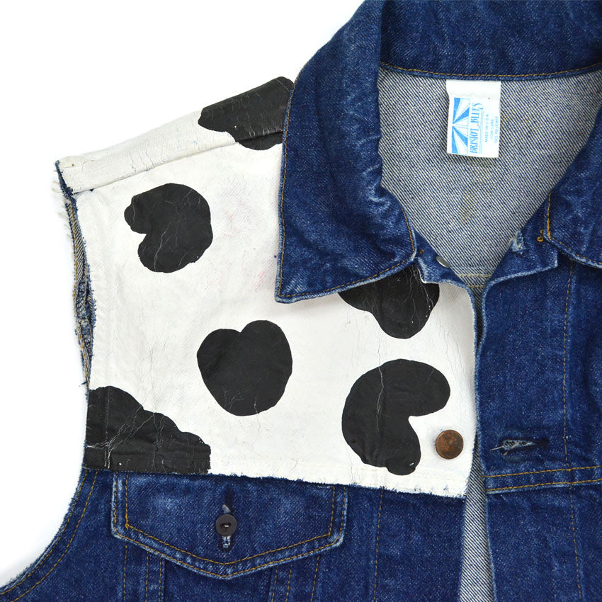 90's BRISTOL BLUES Painted Denim Vest, Cut-off... XXL