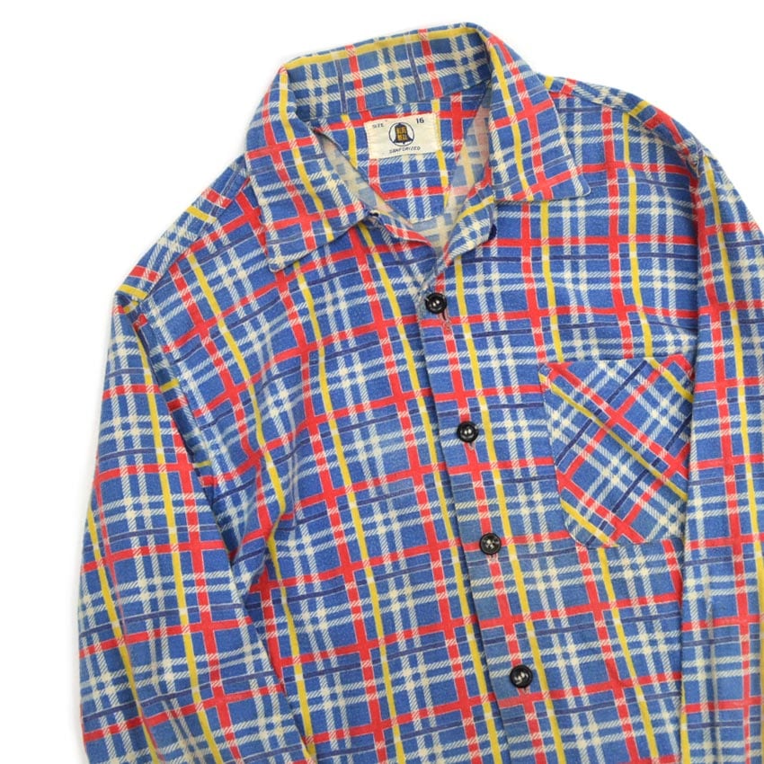 50's BLUEBELL Flannel Shirt with Vertical Bell Embroidery Tag and Print...