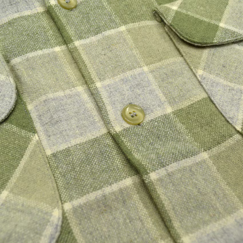 50's Richman BROTHERS Green×Gray wool check shirts... M