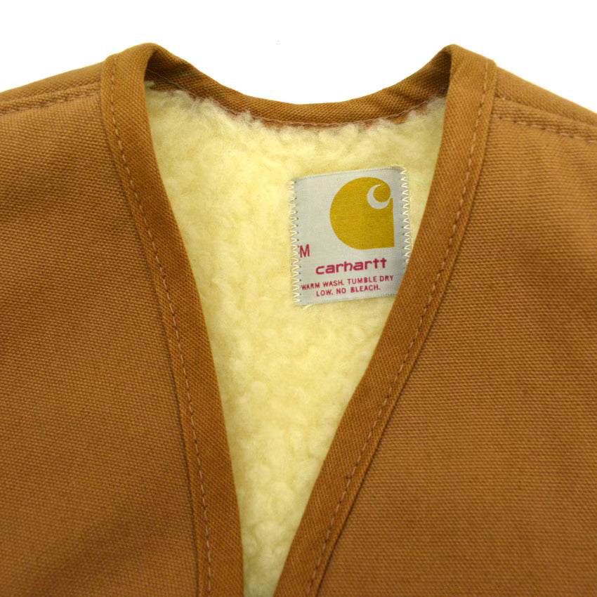 70's Deadstock Carhartt Brown Duck Vest with Boa... M