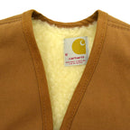 70's Deadstock Carhartt Brown Duck Vest with Boa... M