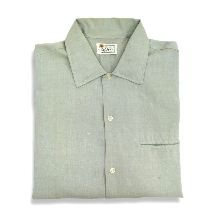 60's Van Cort Rayon Shirt, Mint Green... Size M, One Wash