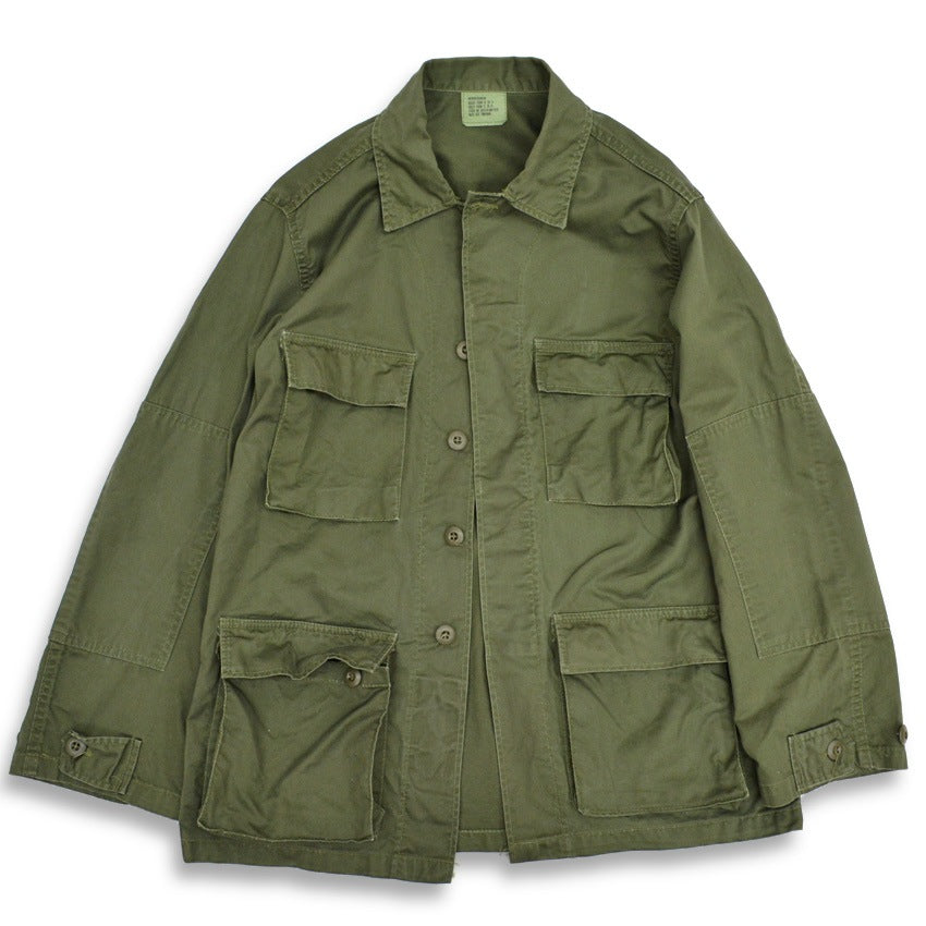 80's- FRONTLINE Civilian All-Cotton BDU Jacket OD ... MR