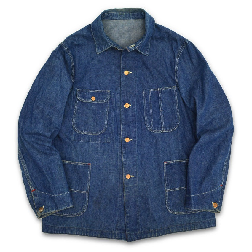 ~60's INDIGO 4POKETS DENIM COVERALL... 42