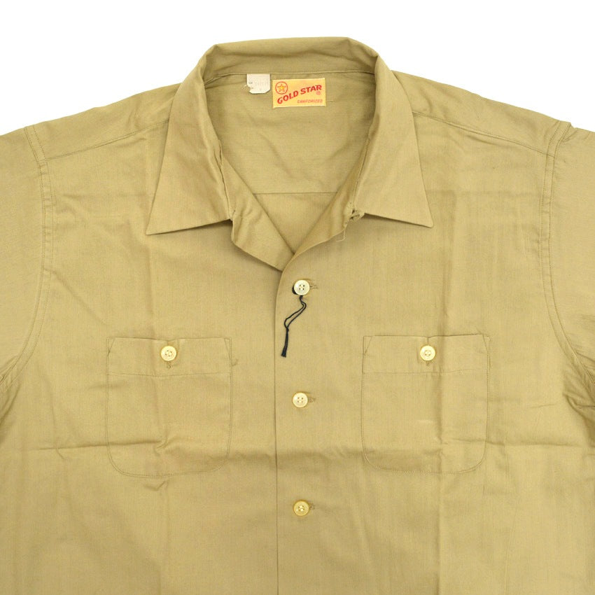 50's~ Deadstock GOLD STAR POPLIN S/S SHIRT...M
