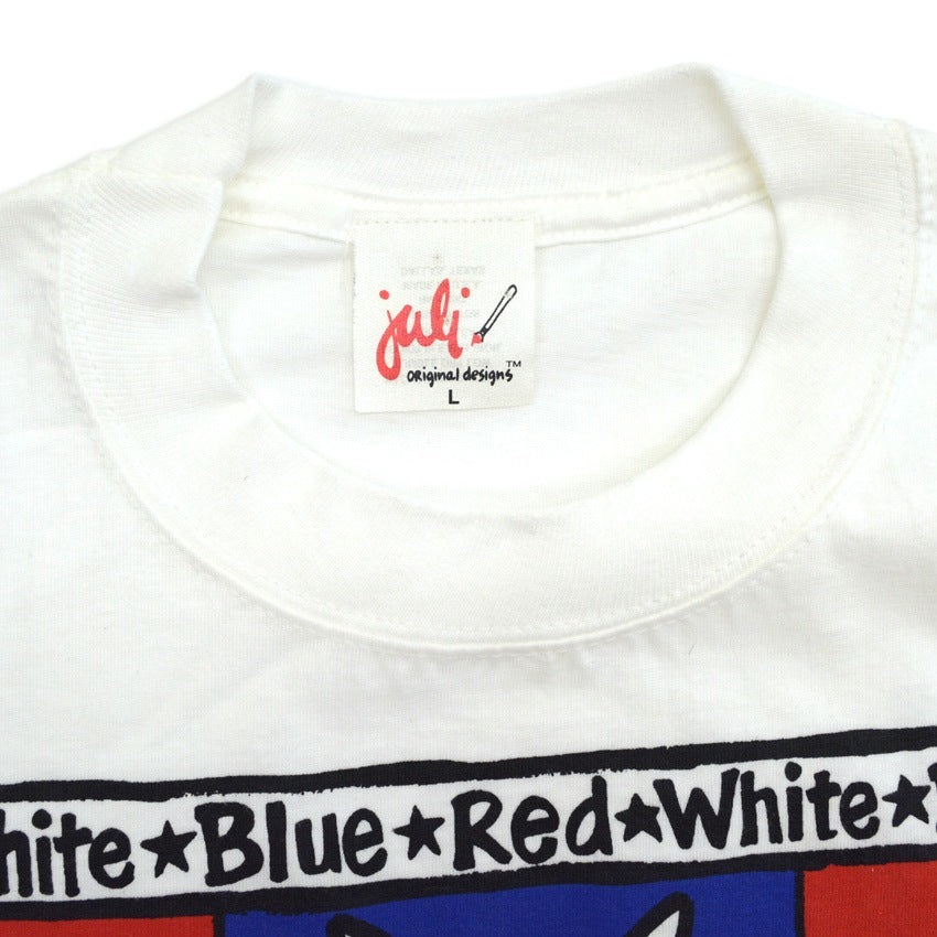 90's~ Deadstock juli Red White Blue Star T-shirt... L