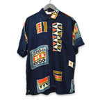 ~90's SERENDIPITY ART Indigo-dyed Rayon S/S Shirt ... M