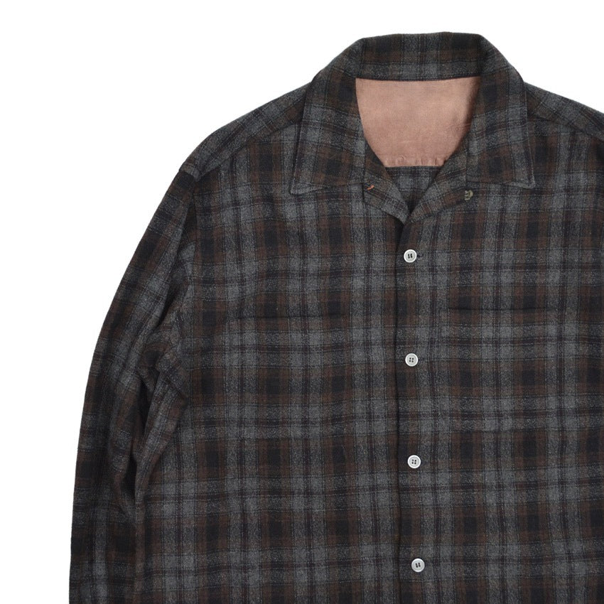 50's~ Ombre Check WOOL & RAYON Blend Shirts...