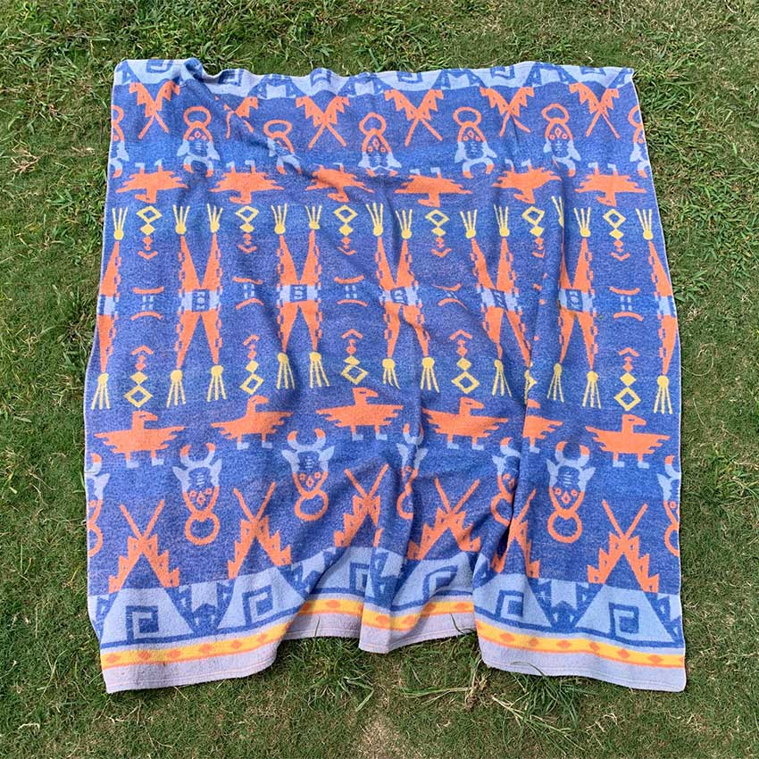 Circa 1950's Old Southwest Cotton Camp Blanket Thunderbird... 150cm×148cm