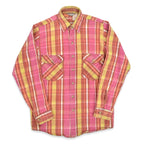 ~80's WINTER RUN PINK PLAID HEAVY FLANNEL SHIRT...