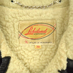 1950's~ Lakeland PLAID CHECK WOOL COAT WITH LEATHER TRIM... 38
