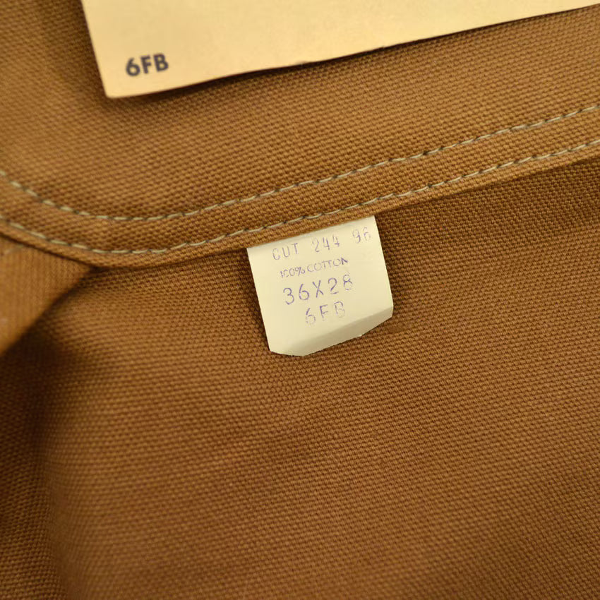 1970's DEADSTOCK CARHARTT BROWN DUCK DOUBLE KNEE OVERALL... W36 L28