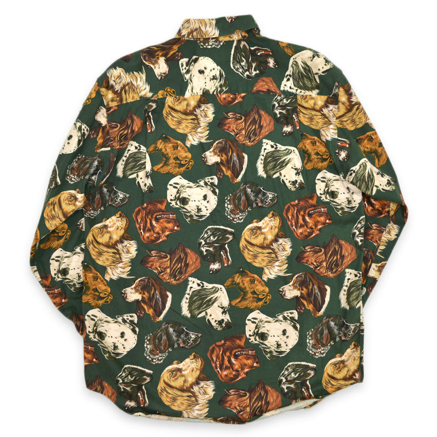 1980's BANANA REPUBLIC SAFARI & TRAVEL DOG PRINT SHIRT ... M