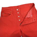 1980's Deadstock Levi's 501 Red dyed Denim pants... W32 L32