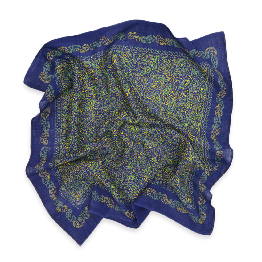 1940's~ OLD PAISLEY BANDANA NAVY both ears...