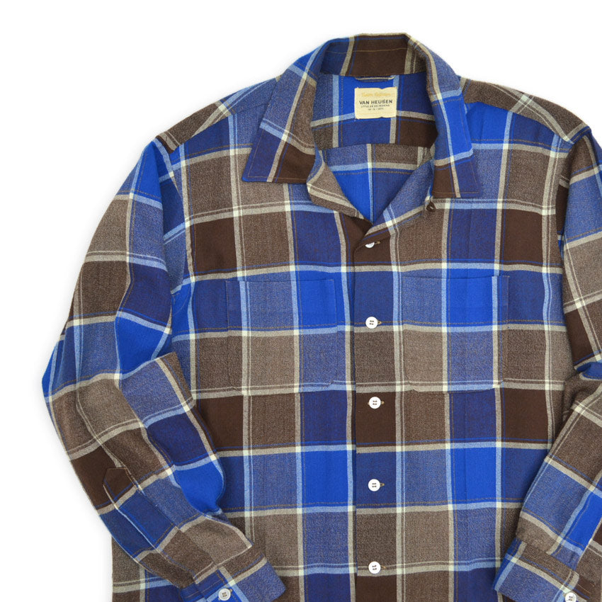 1960's VAN HEUSEN BLOCK PLAID SHIRT...L