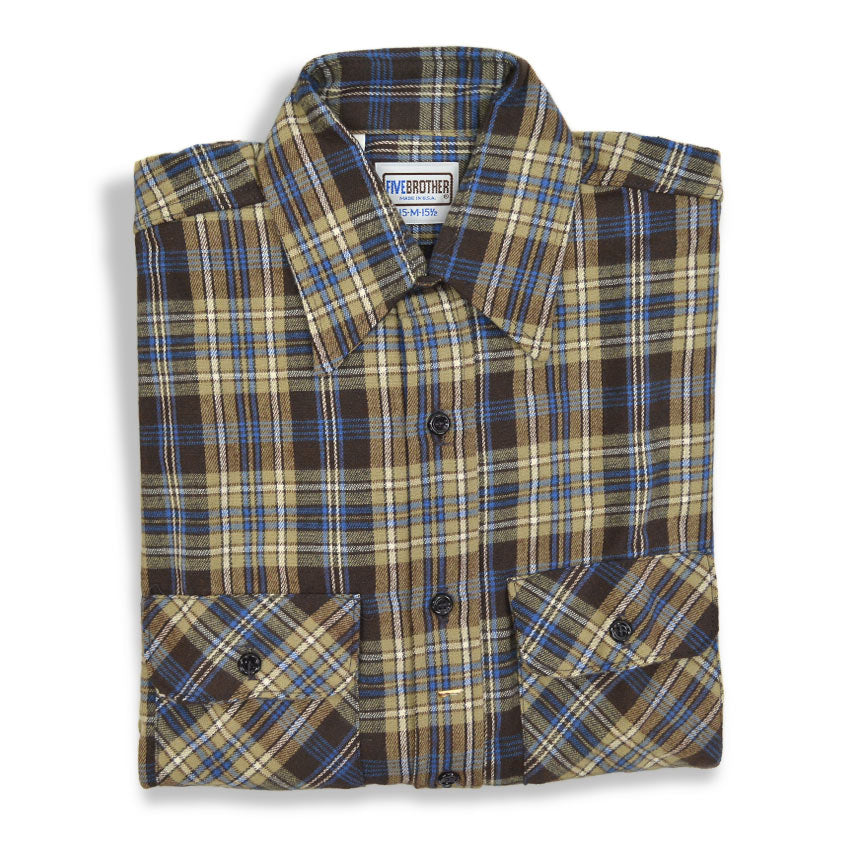 1980's DEADSTOCK FIVE BROTHER LIGHT FLANNEL SHIRT...M