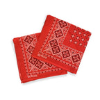 DEADSTOCK ELEPHANT BRAND BANDANA RED Geometric Pattern Upper Nose... Set of 2