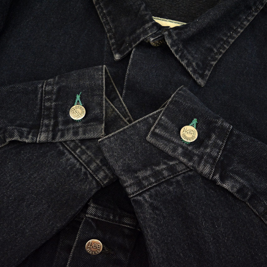 1980s Lee RIDER BLACK DENIM BIG SIZE with oversized patch... XL