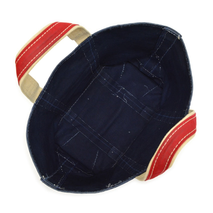 1980's LLBEAN DELUXE BOAT AND TOTE NAVY & RED MINT... LARGE