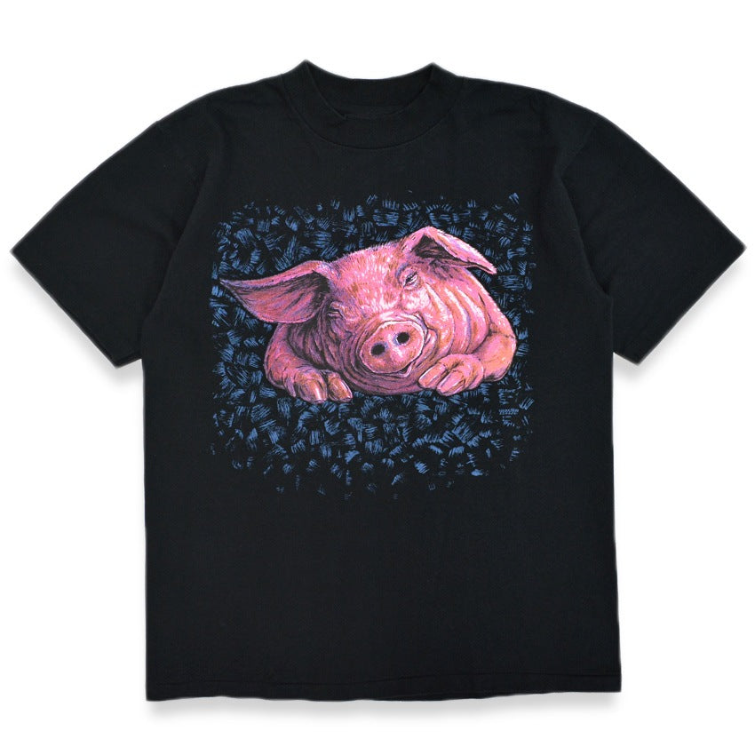 1990's MARLIN TEASE Pig GRAPHIC PRINT T-SHIRT ... L