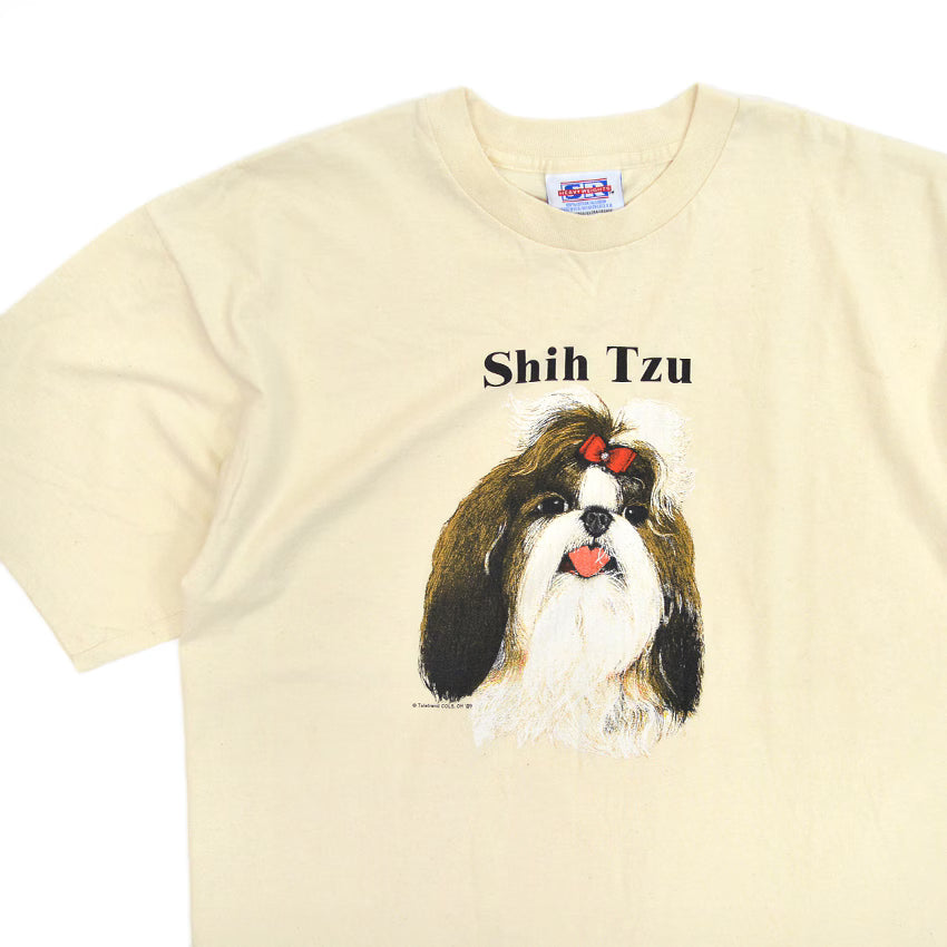 1980's~ SR Shih Tzu DOG PRINT T-SHIRT...XL