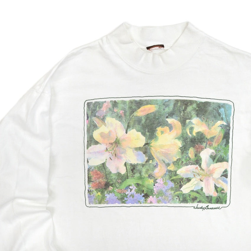 1990's Judy Buswell FLOWER ART PRINT L/S T-SHIRT ... Fits like XL
