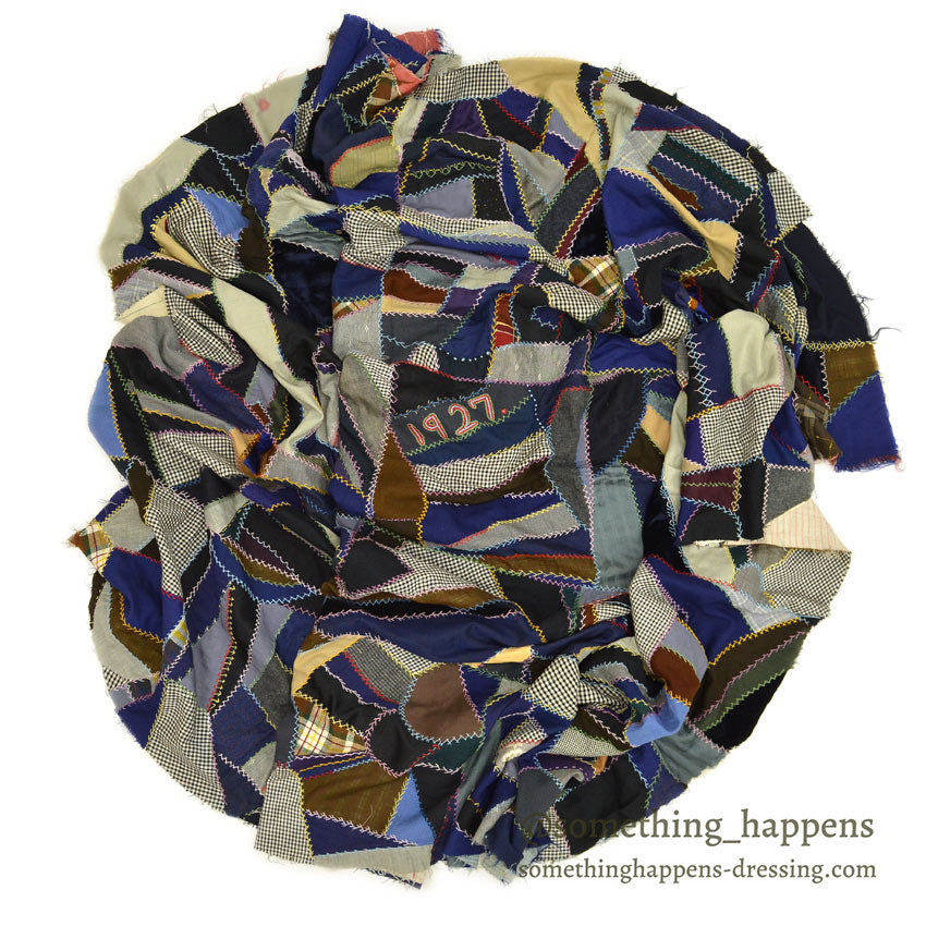 1920's OLD CRAZY PATCHWORK QUILT TOP ... 218cm×185cm