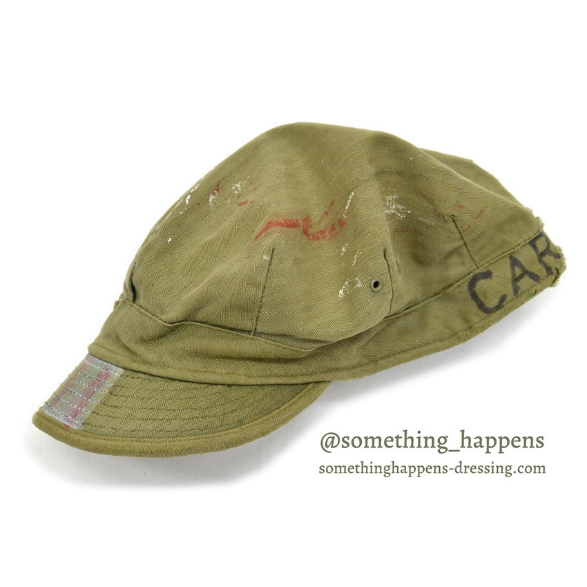 1940's~ USARMY HBT CAP WITH HAND PAINT... AS IS