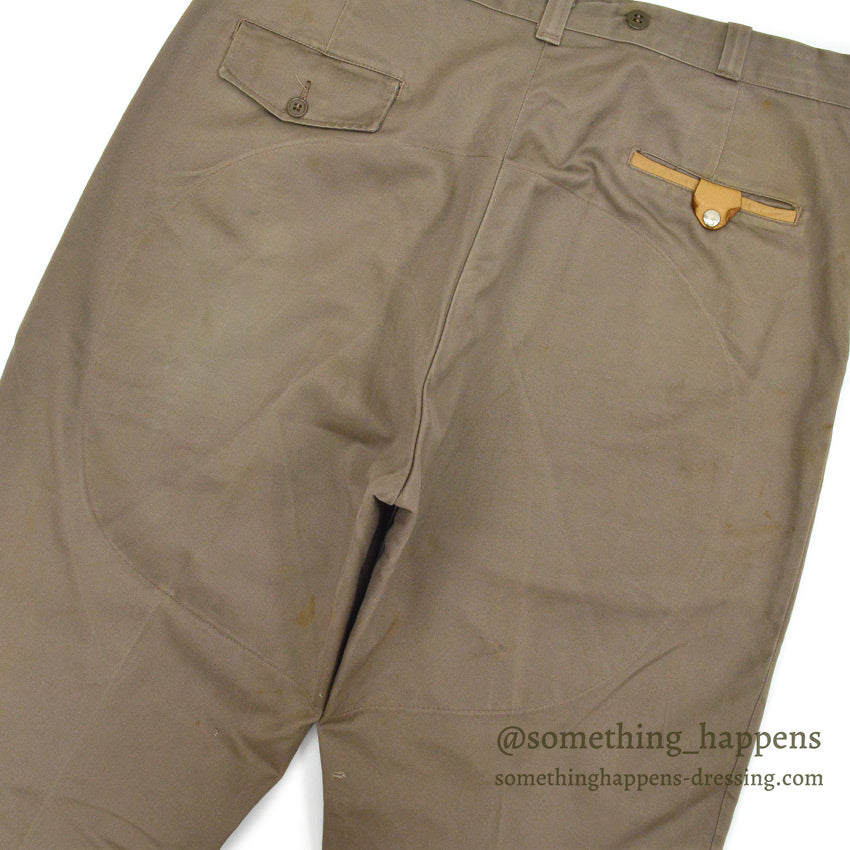 1960's 10-X SMOKY GRAY HUNTING PANTS LEATHER PATCH... W38 L28