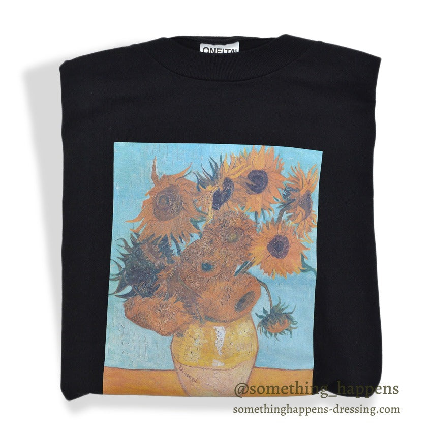 1990s ONEITA Van Gogh 12 Sunflowers T-SHIRT ... LARGE
