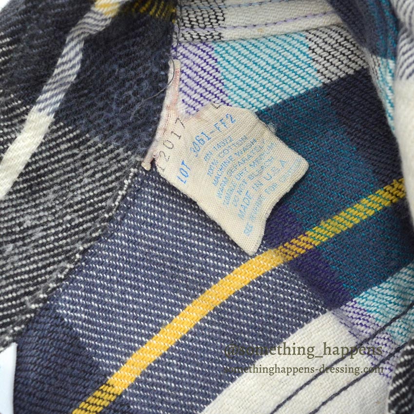 1970's~ FIVE BROTHER PLAID FLANNEL SHIRT...L