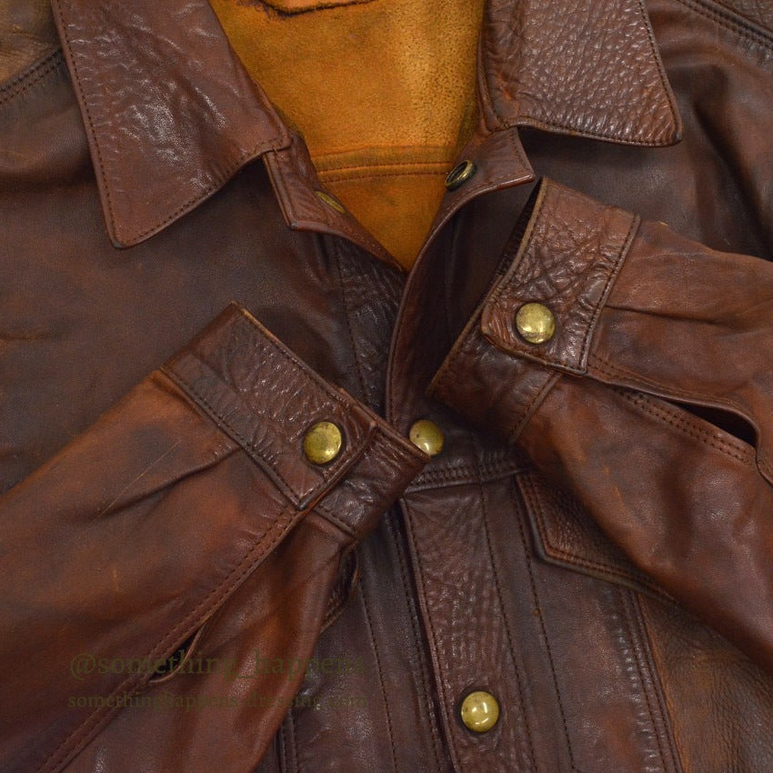 1960's~ SUPERIOR BROWN LEATHER JACKET TYPE 3RD... Fits like 40