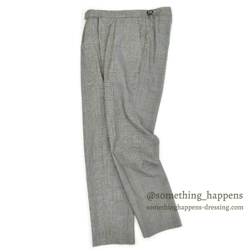1960's~ EURO GLEN CHECK TROPICAL WOOL SLACKS... W32 L32