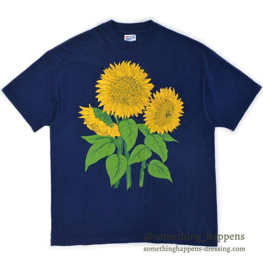 1990's HANES ひまわり FLOWER ART PRINT T-SHIRT ... XL