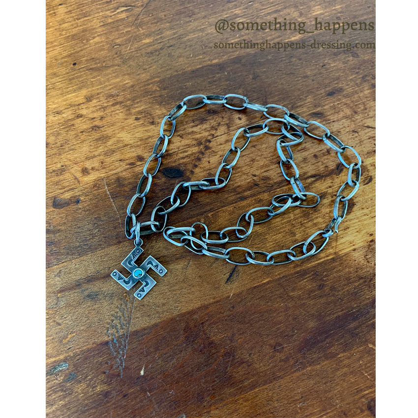 OLD NAVAJO SWASTIKA SILVER NECKLACE...