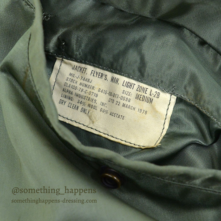 1970's USAF L-2B FLIGHT JACKET ALPHA INDUSTRIES, INC. ... MEDIUM