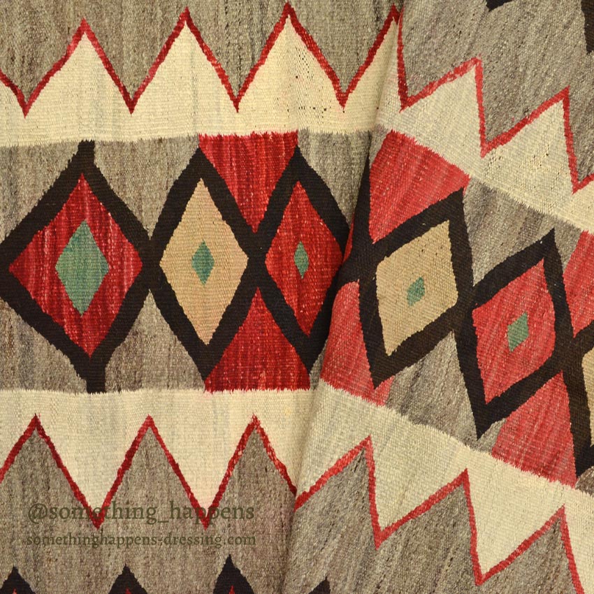c.1940's NAVAJO RUG DIAMONDS & ZIGZAG PATTERN... 174cm/93cm