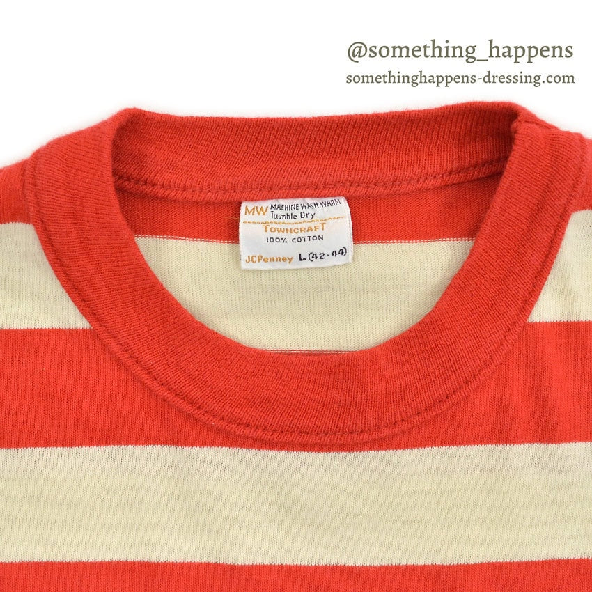 1970's TOWNCRAFT BORDER L/S POCKET T-SHIRT LONG ... L