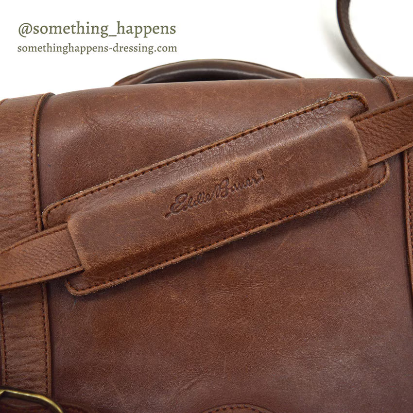 1990's EDDIE BAUER BROWN LEATHER SATCHEL BAG...