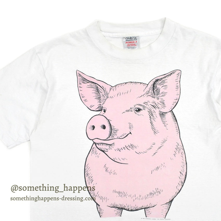 1990's ONEITA PIG PRINT T-SHIRT... L