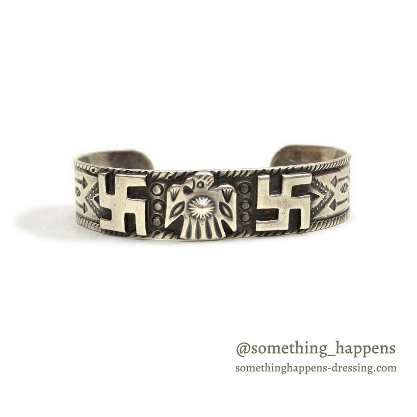 c.1930's NAVAJO FRED HARVEY ERA SWASTIKA SILVER BANGLE...