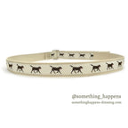 1990's~ LLBEAN DOG PRINT D-RING BELT...L/XL