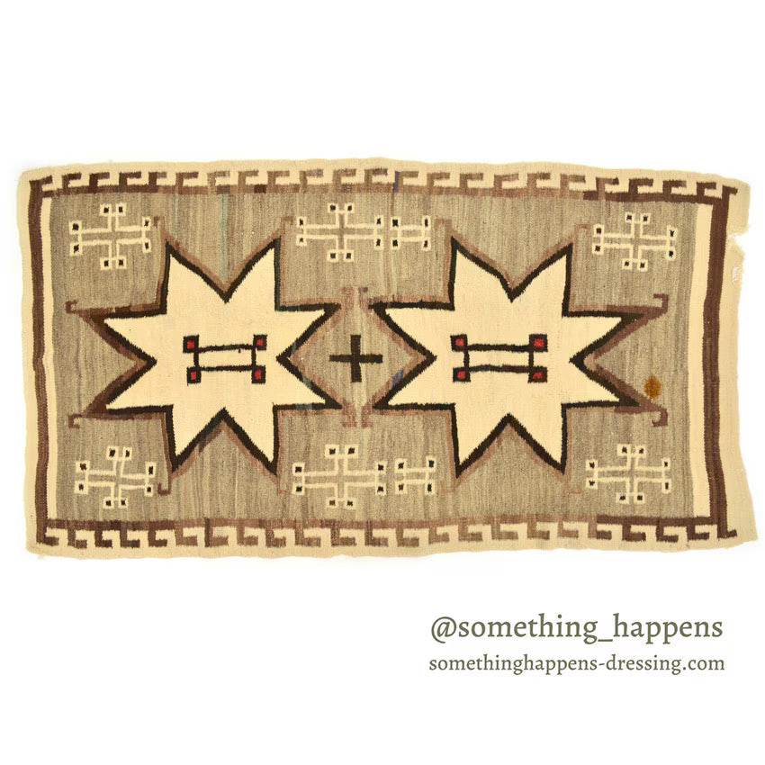 c.1920's NAVAJO RUG VALLERO STARS AND SPIDER WOMEN CROSSES ... 151cm/80cm
